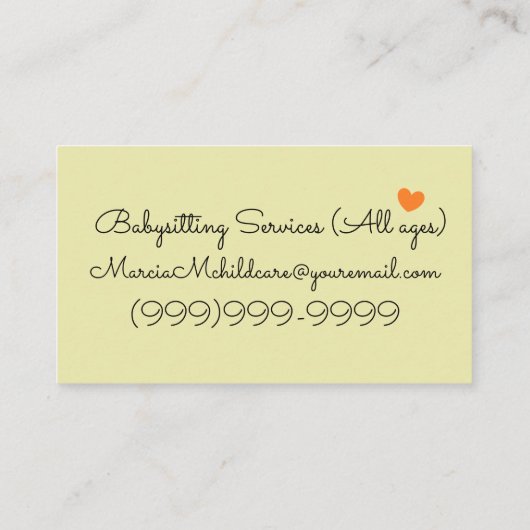 おもしろいのプリントのベビーシッターをするサービスを遊んでいる子供 名刺 (裏面)