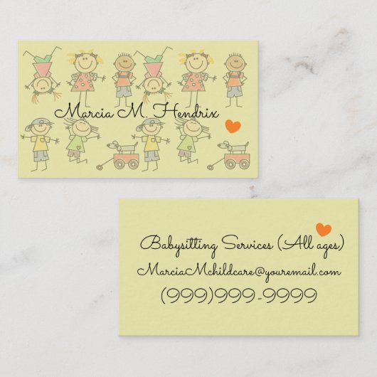 おもしろいのプリントのベビーシッターをするサービスを遊んでいる子供 名刺 (正面/裏面)