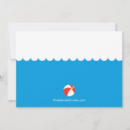 おもしろいのプールを囲んでのパーティの誕生日の招待状の男の子 招待状 (裏面)