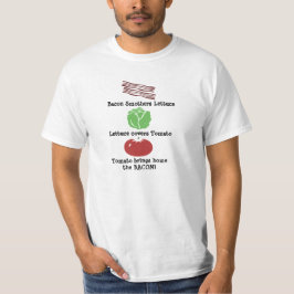 おもしろいのベーコンのレタスのトマトの石の紙はゲームを切ります Tシャツ