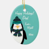 おもしろいのペンギンのクリスマスのギフト愛して下さい セラミックオーナメント (裏面)