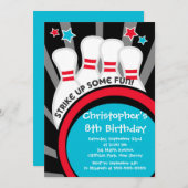 おもしろいのボーリングをする男の子のバースデーパーティ招待状 招待状 (正面/裏面)