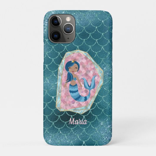 おもしろいのマーメイド深いアクアのピンクのシェル Case-Mate iPhoneケース (裏)