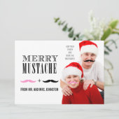 おもしろいのメリークリスマスの髭の写真カード新婚者 シーズンカード (スタンド正面)