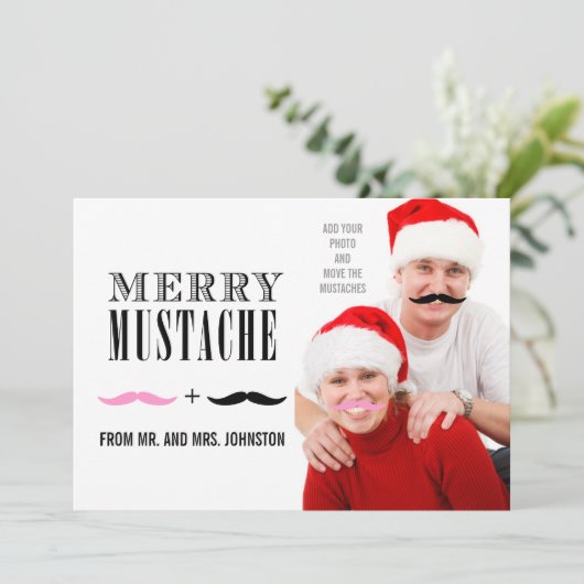 おもしろいのメリークリスマスの髭の写真カード新婚者 シーズンカード (スタンド正面)