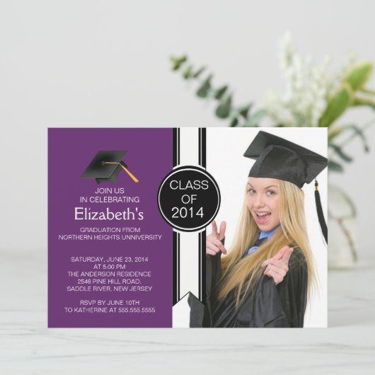 おもしろいのモダンの卒業生の写真の卒業パーティー 招待状 (スタンド正面)