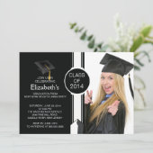 おもしろいのモダンの卒業生の写真の卒業パーティー 招待状 (スタンド正面)
