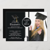 おもしろいのモダンの卒業生の写真の卒業パーティー 招待状 (正面/裏面)