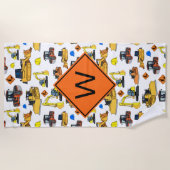 おもしろいのモノグラムのな建築車パターン ビーチタオル (正面)