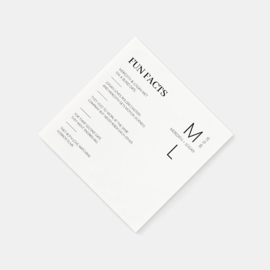 おもしろいのモノグラムの事実結婚のナプキン スタンダードカクテルナプキン (角)