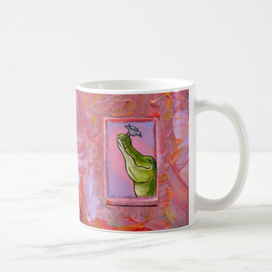おもしろいのユニークな芸術わにおよび鳥の勢力の均衡 コーヒーマグカップ (右)