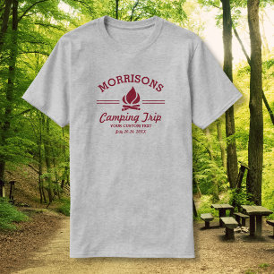 おもしろいのレトロのカスタムなキャンプ旅行のキャンプファイヤーの赤 Tシャツ