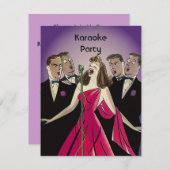 おもしろいのレトロのカラオケの歌うパーティーの会合の招待状 招待状 (正面/裏面)