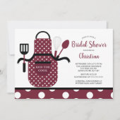 おもしろいのレトロのバーガンディの台所ブライダルシャワー 招待状 (正面)