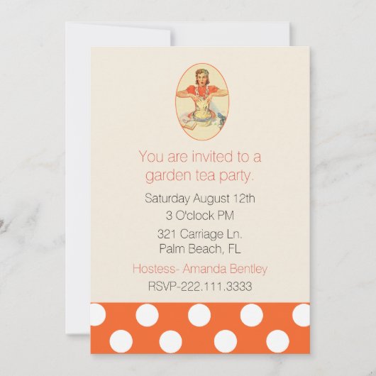 おもしろいのレトロの女性の料理のパーティの招待状 招待状 (正面)