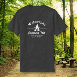 おもしろいのレトロの家族会のキャンプ旅行のキャンプファイヤー Tシャツ
