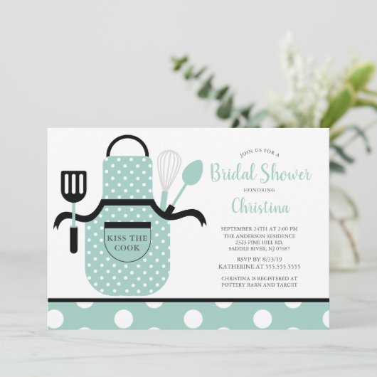 おもしろいのレトロの真新しい台所ブライダルシャワー 招待状 (スタンド正面)