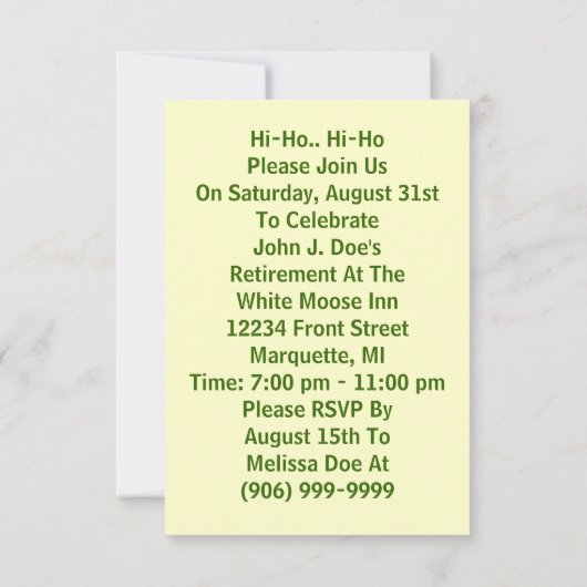 おもしろいのレトロの退職のパーティの招待状と祝って下さい 招待状 (裏面)