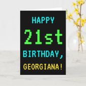 おもしろいのヴィンテージかレトロのビデオゲームの一見の第21誕生日 カード (黄色い花)