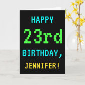 おもしろいのヴィンテージかレトロのビデオゲームの一見の第23誕生日 カード (黄色い花)