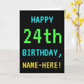 おもしろいのヴィンテージかレトロのビデオゲームの一見の第24誕生日 カード (黄色い花)