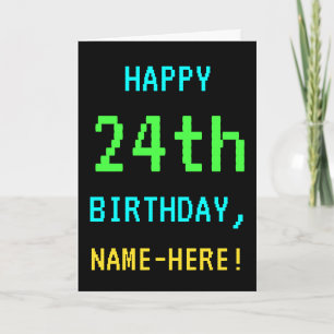 おもしろいのヴィンテージかレトロのビデオゲームの一見の第24誕生日 カード
