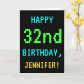 おもしろいのヴィンテージかレトロのビデオゲームの一見の第32誕生日 カード (黄色い花)