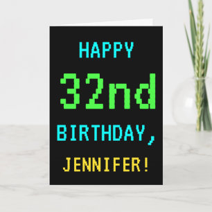おもしろいのヴィンテージかレトロのビデオゲームの一見の第32誕生日 カード