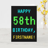 おもしろいのヴィンテージかレトロのビデオゲームの一見の第58誕生日 カード (黄色い花)