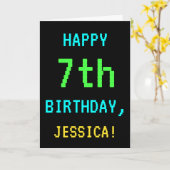 おもしろいのヴィンテージかレトロのビデオゲームの一見の第7誕生日 カード (黄色い花)