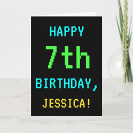 おもしろいのヴィンテージかレトロのビデオゲームの一見の第7誕生日 カード