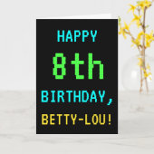 おもしろいのヴィンテージかレトロのビデオゲームの一見の第8誕生日 カード (黄色い花)