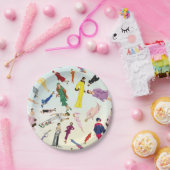 おもしろいのヴィンテージの服のファッションのイラストレーションパターン ペーパープレート (パーティー)