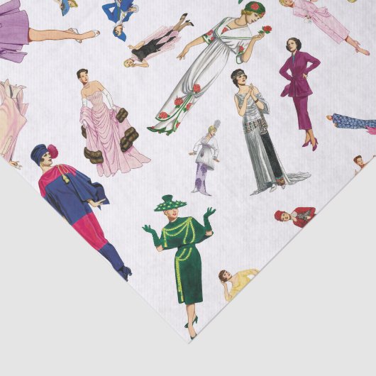 おもしろいのヴィンテージの服のファッションのイラストレーションパターン 薄葉紙 (詳細)