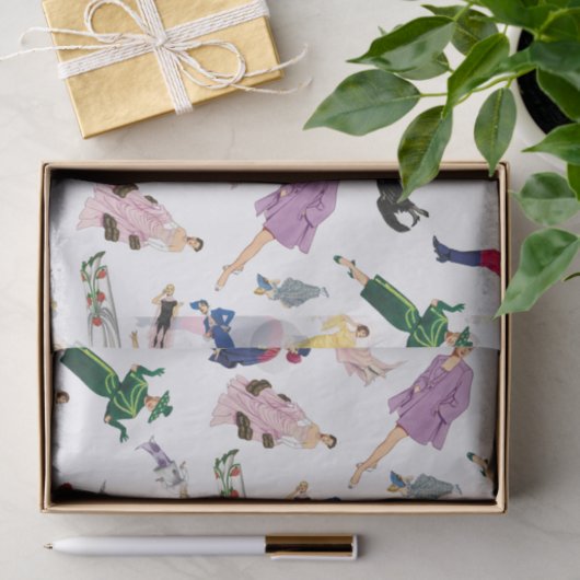 おもしろいのヴィンテージの服のファッションのイラストレーションパターン 薄葉紙 (ギフト)