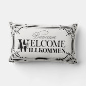 おもしろいのヴィンテージの歓迎の枕-あなたの色を選んで下さい ランバークッション (裏面)