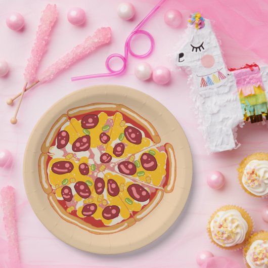 「おもしろいの一切れよくはしゃぐはピザインスパイア ペーパープレート (パーティー)