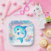 おもしろいの下でイルカの赤ちゃんシャワー ペーパープレート (パーティー)