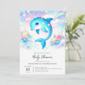 おもしろいの下でイルカの赤ちゃんシャワー 招待状 (スタンド正面)