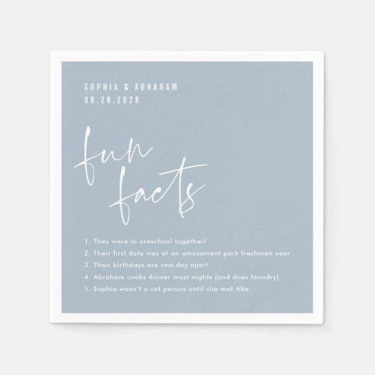 おもしろいの事実ライトブルー結婚ズ スタンダードカクテルナプキン (正面)