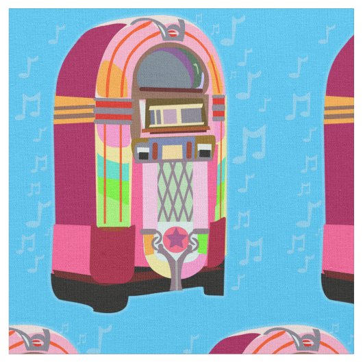 おもしろいの五十年代のジュークボックス ファブリック (クローズアップ)