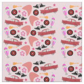 おもしろいの五十年代のピンクパターン ファブリック (クローズアップ)