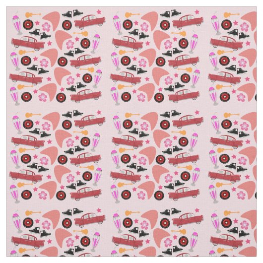 おもしろいの五十年代のピンクパターン ファブリック (見本)