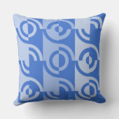 おもしろいの円形フラグメントパターン(青) クッション (裏面)
