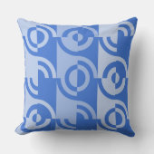 おもしろいの円形フラグメントパターン(青) クッション (正面)