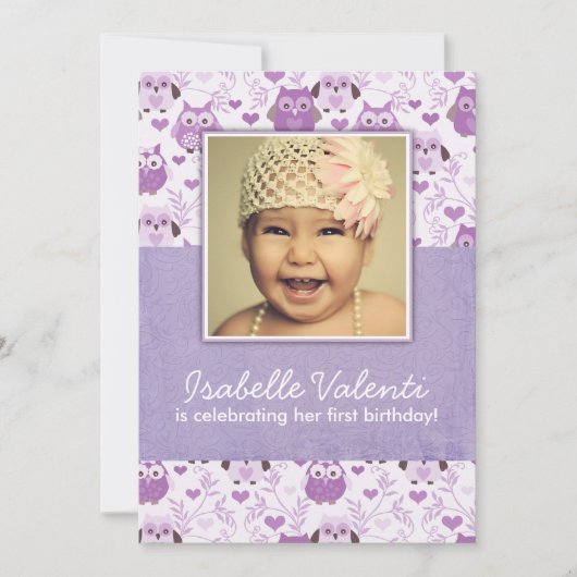 おもしろいの写真のフクロウの誕生日のパーティの招待状5X7 招待状 (正面)