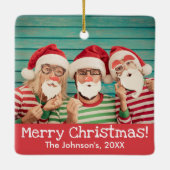 おもしろいの写真はFront and Back 素朴 Red Christmas セラミックオーナメント (裏面)