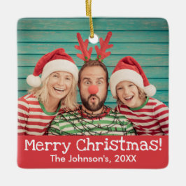 おもしろいの写真はFront and Back 素朴 Red Christmas セラミックオーナメント