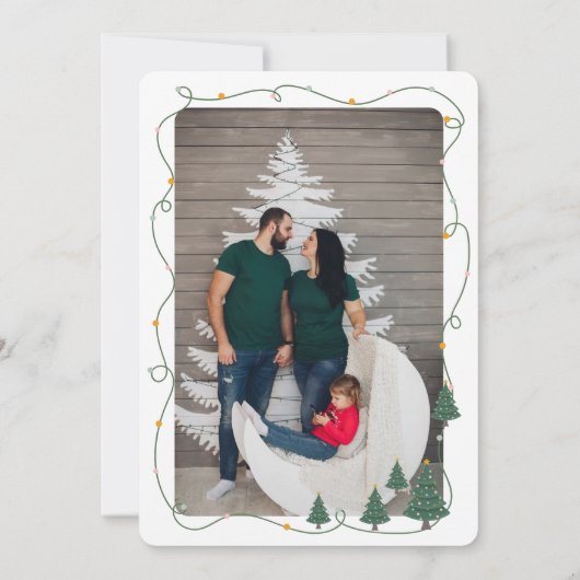 おもしろいの古いクリスマスピンクのレトロ車のツリー写真 シーズンカード (裏面)