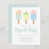 おもしろいの夏のパステル調のアイスキャンデーのパーティーの子供の誕生日 インビテーションポストカード (正面/裏面)